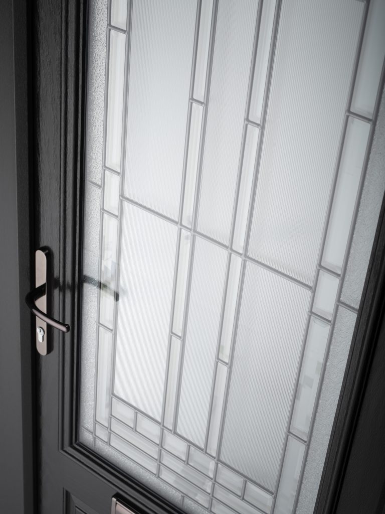 Close-up of composite front door installed in Swansea