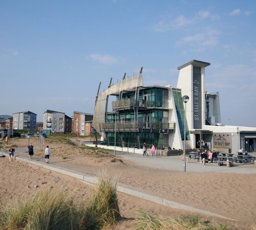 Millennium Coastal Park with coastal path and views in Llanelli Carmarthenshire
